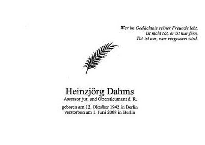 Heinzjörg Dahms verstorben